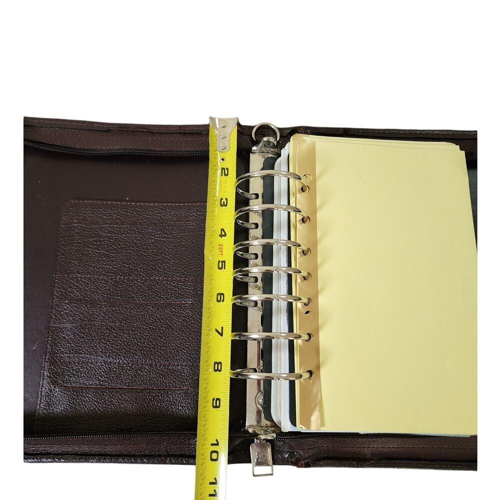 Vintage Franklin Day Timer Genuine Leather 7-Ring Classic Planner Zipper Closure - Picture 10 of 10